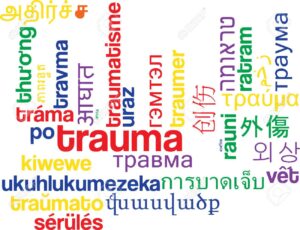 Trauma multilanguage wordcloud background concept